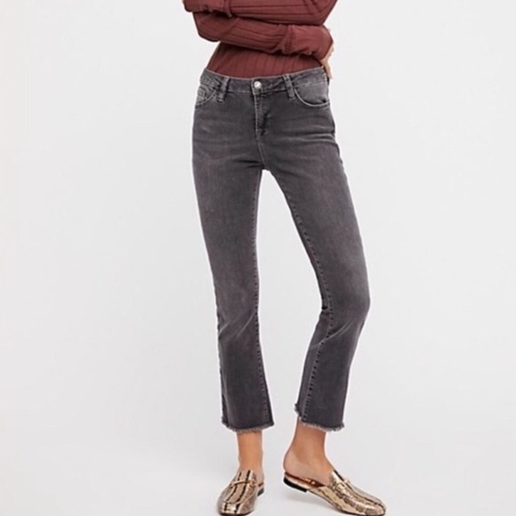 Free People Denim - Free People Gray Raw Hem Ankle Jeans Size 30